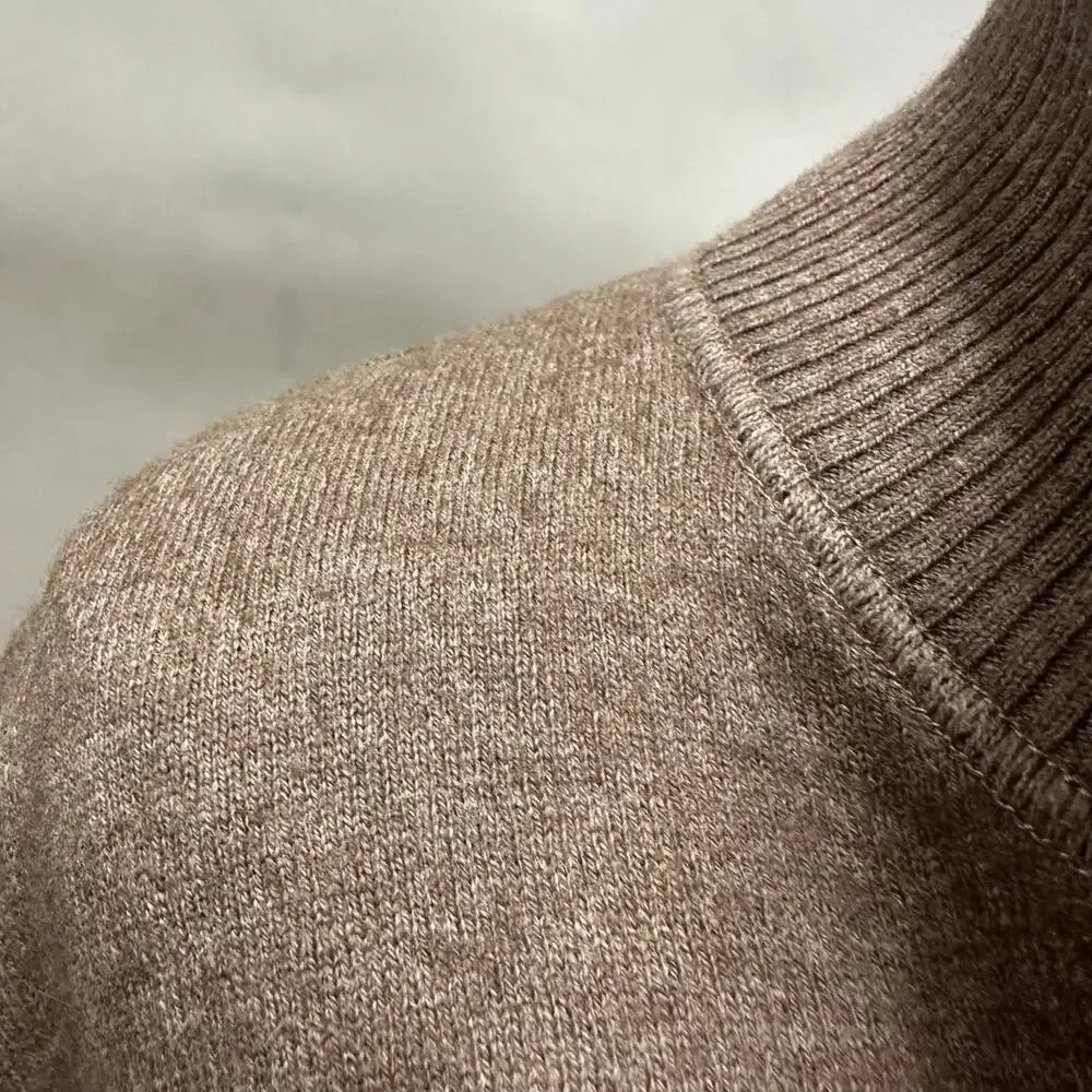 The North Face brown 1/4 zip wool blend‎ pullover sweater mens Size Large Unisex